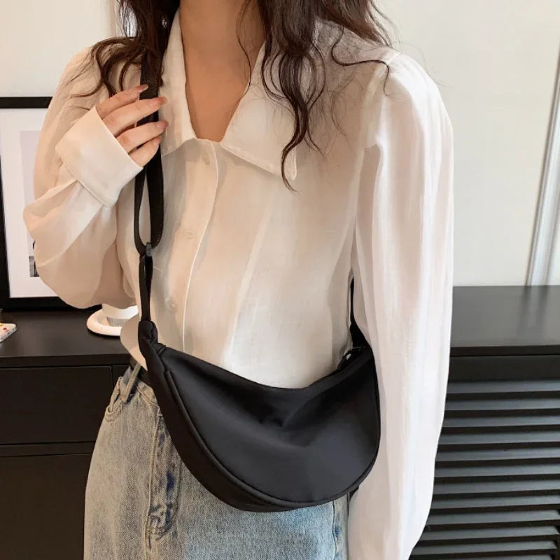 Borsa a tracolla da donna dal Design semplice moda donna Nylon Hobos borse a tracolla piccole borse di stoffa Vintage da donna