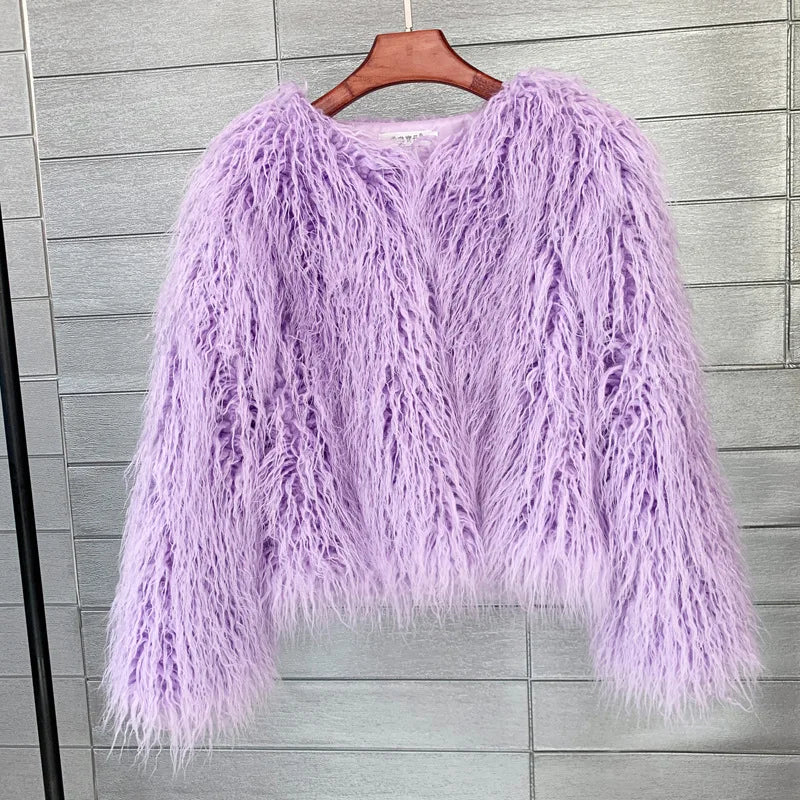 Giacche finte calde cappotto di pelliccia da donna sciolto di grandi dimensioni 6XL cappotto di peluche giacca femminile pelliccia autunno inverno Shaggy Furry capispalla giacche