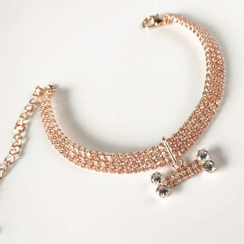 Collare di Lusso con Strass per Cani e Gatti di Piccola Taglia, Accessori per Animali Domestici