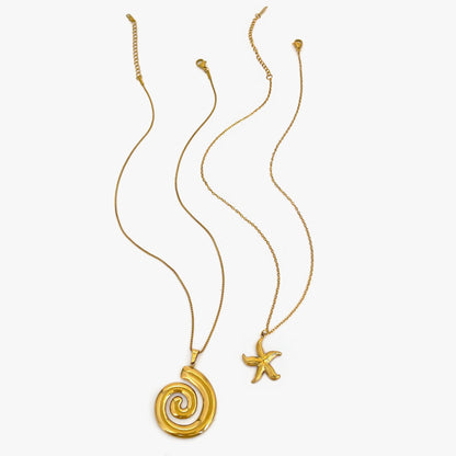 Peri'sbox New Fashion Starfish Hollow Vortex Collana con ciondolo a spirale per le donne Placcato oro 18 carati Appannamento Gioielli gratuiti Regali Estate