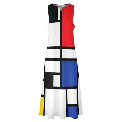 piet mondrian - Composizione con, Rosso, Blu, giallo, nero, bianco Abito lungo abiti estivi abiti da festa da donna abiti da donna Abito