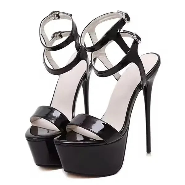 Aneikeh Vendite Calde 2026 Stile Estivo Sexy 16 Centimetri Sandali Delle Donne Tacchi Alti Open Toe Fibbie Discoteca Partito Scarpe Nero Grande Formato 15