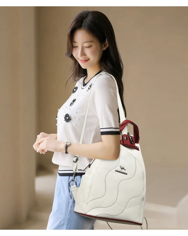 Zaini in pelle da donna Borsa da petto femminile con cerniera Zaino da viaggio Zaino da donna Mochilas Borse da scuola per ragazze adolescenti Sac A Dos