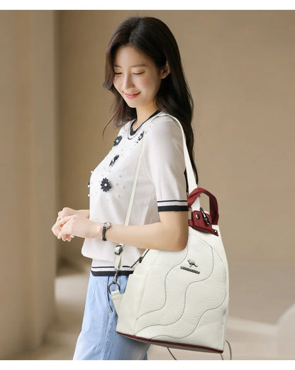 Zaini in pelle da donna Borsa da petto femminile con cerniera Zaino da viaggio Zaino da donna Mochilas Borse da scuola per ragazze adolescenti Sac A Dos