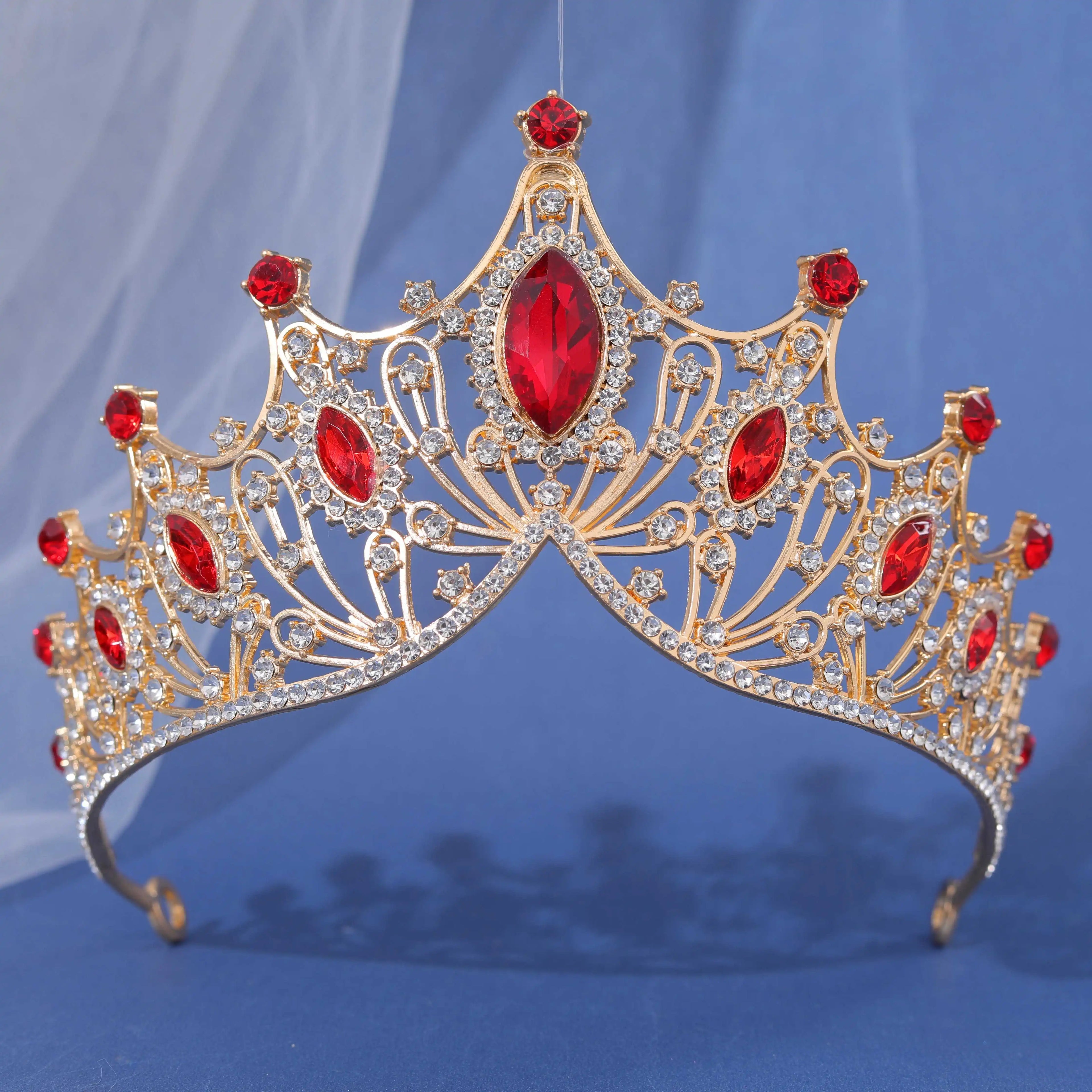 Corona da sposa Barocca Vintage Principessa Regina Copricapo Tiara di cristallo per le donne Corona da sposa Accessori per capelli Gioielli