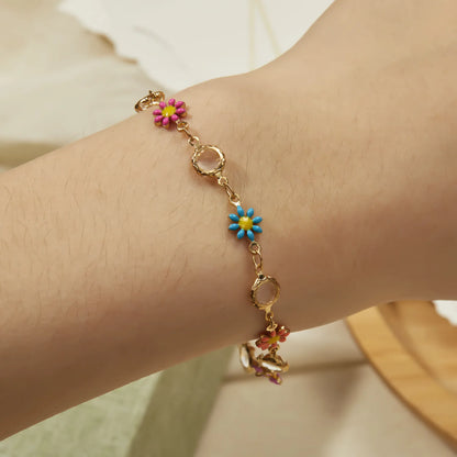 Bracciale con fiori margherita dolce Personalità della moda Bracciale con ciondoli con fiori estetici minimalisti per le donne Regalo di gioielli per feste di nozze