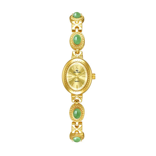 Orologio da donna elegante Bracciale in giada Orologio piccolo Orologio al quarzo di moda di marca originale Orologio da polso dorato di lusso Regali per le donne