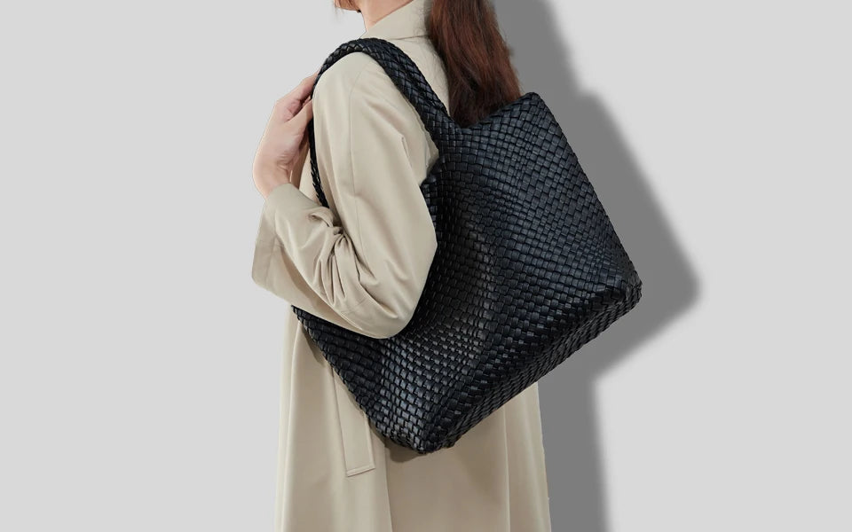 Borsa tote in tessuto Borsa da donna Borse a tracolla in pelle vegana - Borse tote da spiaggia estive alla moda - Borse da viaggio grandi