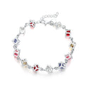 925er Sterling Silber Armbänder Damen Hochzeit Geschenk Schmuck Mode Charme Bunt Zirkon Kristall Armband