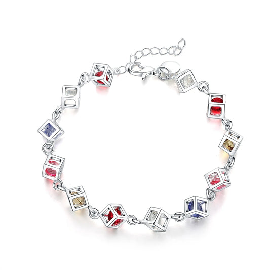 Bracelets en Argent Sterling 925 pour Femmes, Cadeau de Mariage, Bijoux Tendance, Bracelet Coloré en Zircon et Cristal