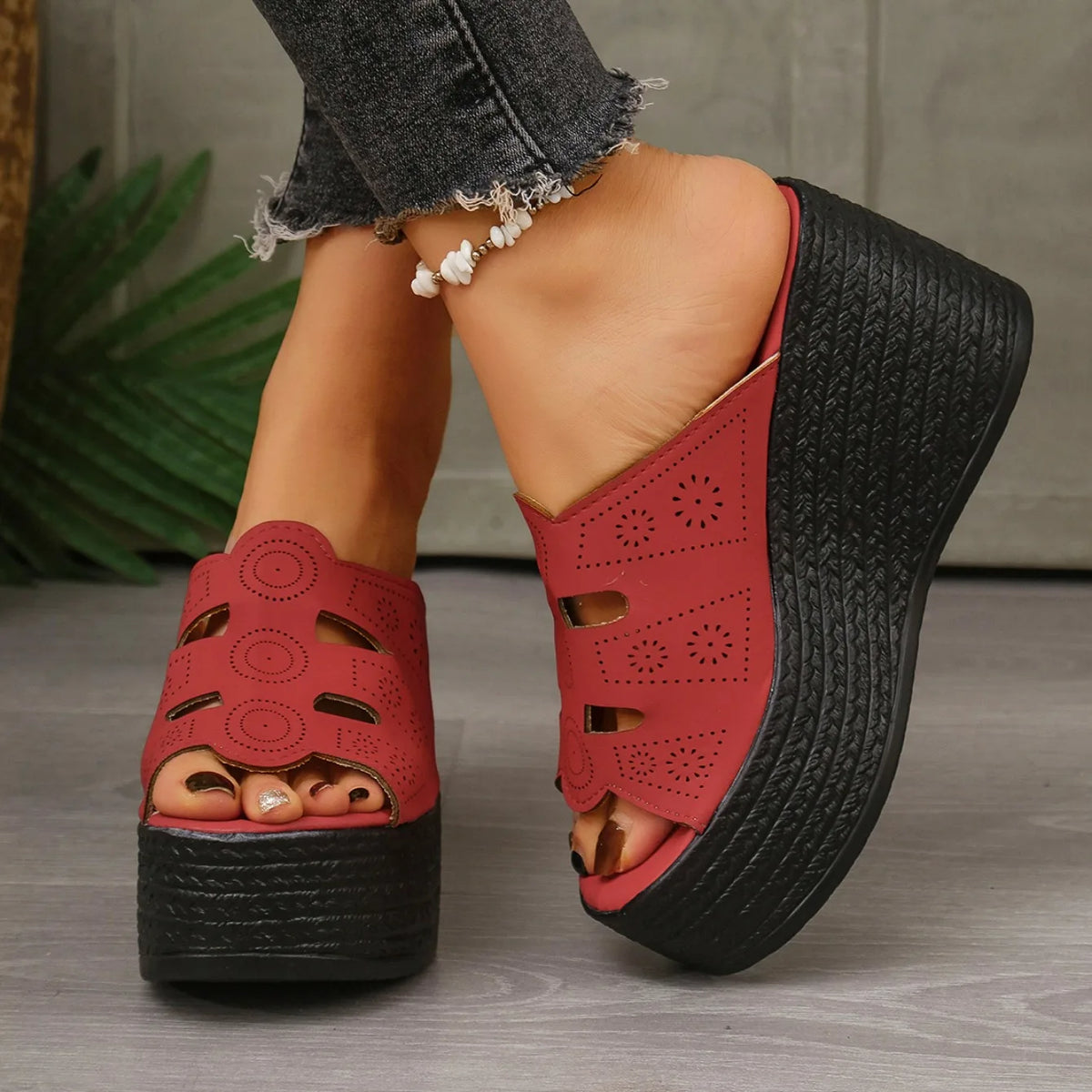 Sandales d'été décontractées pour femmes Sandales compensées à plateforme antidérapantes pour l'extérieur Sandales antidérapantes confortables pour femmes Chaussures de créateur Zapatos De Mujer