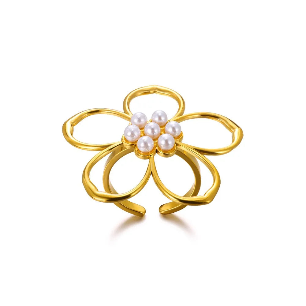 Anelli con fiori grandi esagerati in acciaio inossidabile per le donne Anello da dito con girasole color oro Regalo di gioielli estetici di moda femminile