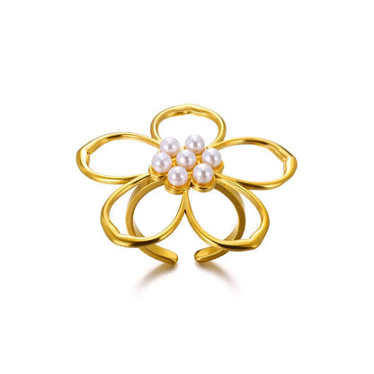 Anelli con fiori grandi esagerati in acciaio inossidabile per le donne Anello da dito con girasole color oro Regalo di gioielli estetici di moda femminile