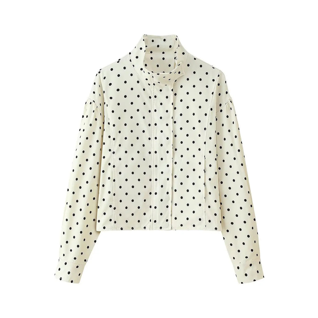 TARUXY Cappotto da giacca con stampa a pois alla moda Colletto alla coreana da donna Cappotto da lavoro a maniche lunghe Ins Hot Short Casual Giacche femminili