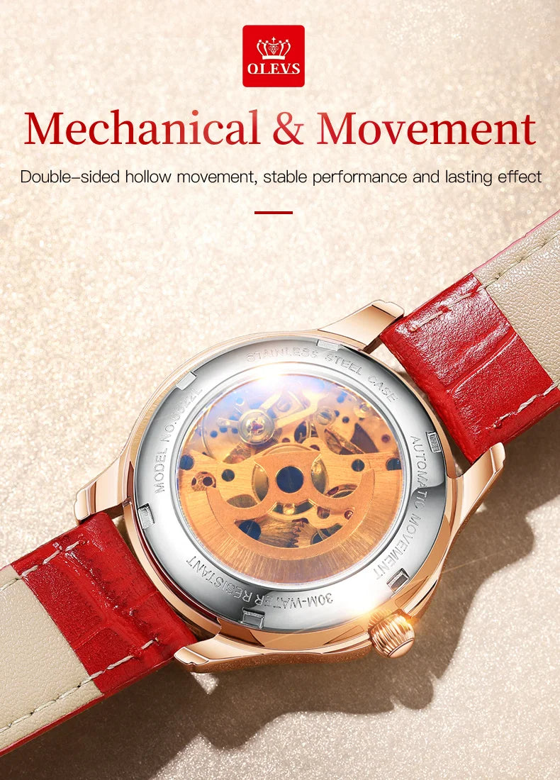 OLEVS 6622 Orologio da donna con quadrante a farfalla Orologio meccanico impermeabile di lusso per donna Orologio da polso automatico con cinturino in ceramica cava