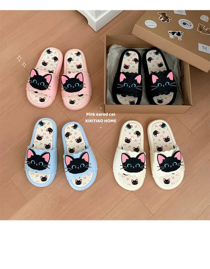 Nuove pantofole vivide da gattino scarpe estive personalizzate da donna donna gatto nero pantofola in EVA scarpe da casa inodore pantofola da spiaggia da bagno