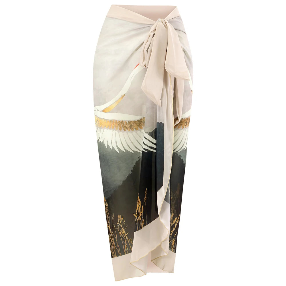 Nuovo Abito da Spiaggia Sexy con Stampa Retrò 2026, Copricostume Lungo, Gonna per Feste, Costume da Bagno, Abbigliamento da Spiaggia