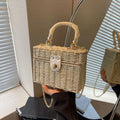 Borsa a tracolla in paglia di rattan Borsa a tracolla intrecciata a mano da donna Borsa a tracolla in paglia con scatola quadrata da spiaggia estiva per signora Bolsa Feminina