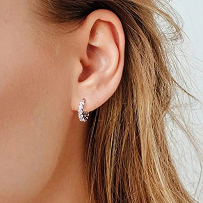 Huitan Orecchini a cerchio da donna unici intarsiati con zirconi brillanti Accessori speciali alla moda Gioielli per la festa nuziale quotidiana