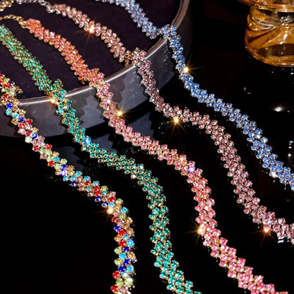 Collana girocollo di lusso con strass pieni lucidi per le donne Collane di cristallo geometriche personalizzate Regali per feste di gioielli da sposa
