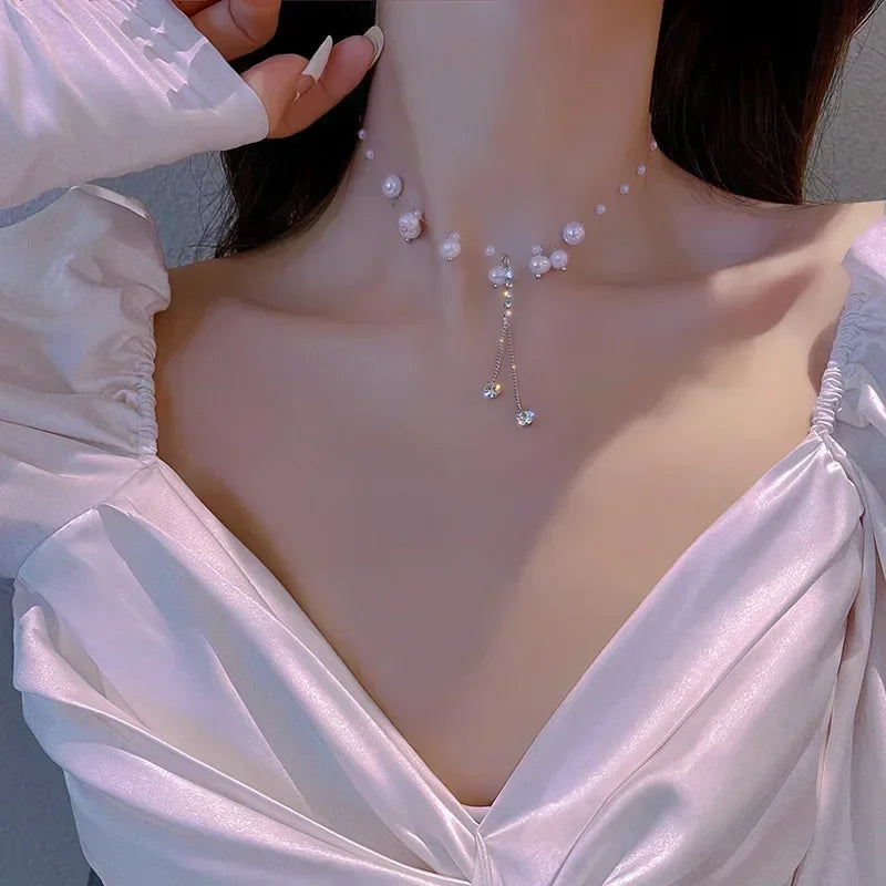 Collana di nuova moda semplice color argento con ciondolo a forma di cuore d'amore, collana con ciondoli a catena, per gioielli da festa da donna, da indossare ogni giorno