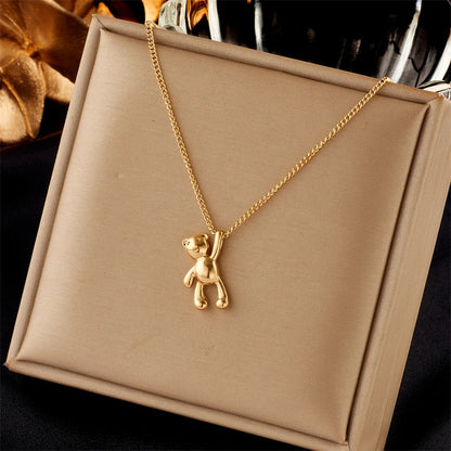 XIYANIKE Collana in acciaio inossidabile 316L Collana con ciondolo orso Accessori per donna Nuove tendenze Regali di gioielli per ragazza di Natale Collier