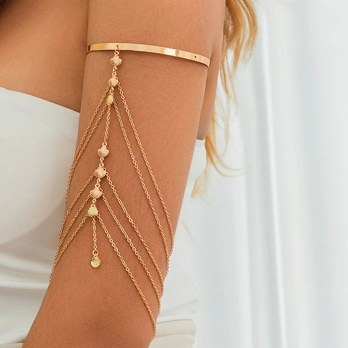 Ingemark 17 Stili Boho Ciondolo in cristallo Braccialetti aperti per le donne Wed Bridal Goth Nappa Braccialetti con braccio a maglie Regalo di gioielli per feste