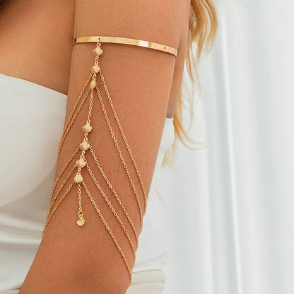 Ingemark 17 Stili Boho Ciondolo in cristallo Braccialetti aperti per le donne Wed Bridal Goth Nappa Braccialetti con braccio a maglie Regalo di gioielli per feste