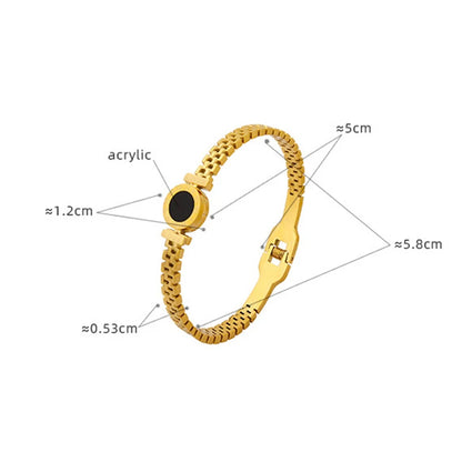 Bracciale alla moda per donna, bracciale da coppia in acciaio inossidabile acrilico nero con numeri romani incisi, regalo per ragazza