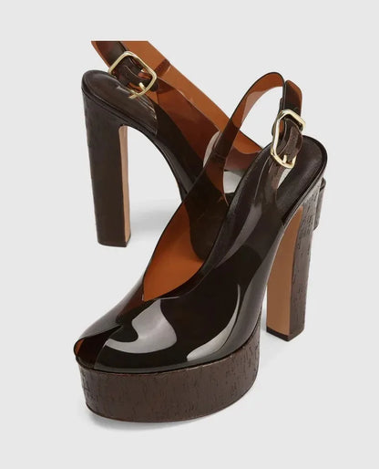 Sandali estivi da donna con tacco alto e suola spessa, sandali trasparenti alla moda per taglie forti da donna 34-44.