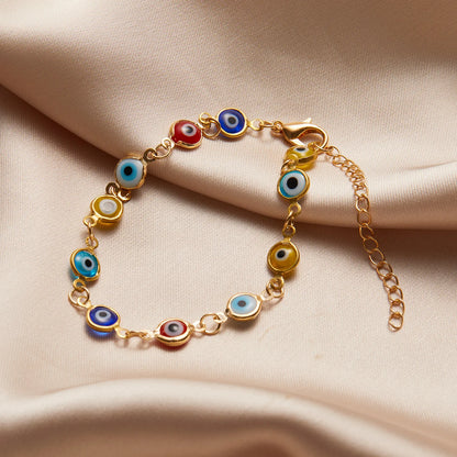 Bracciale Lucky Turkey Evil Eye per donna uomo Braccialetti colorati a catena in metallo regolabile con occhio rosso blu Regali di gioielli per la ricchezza di buona fortuna