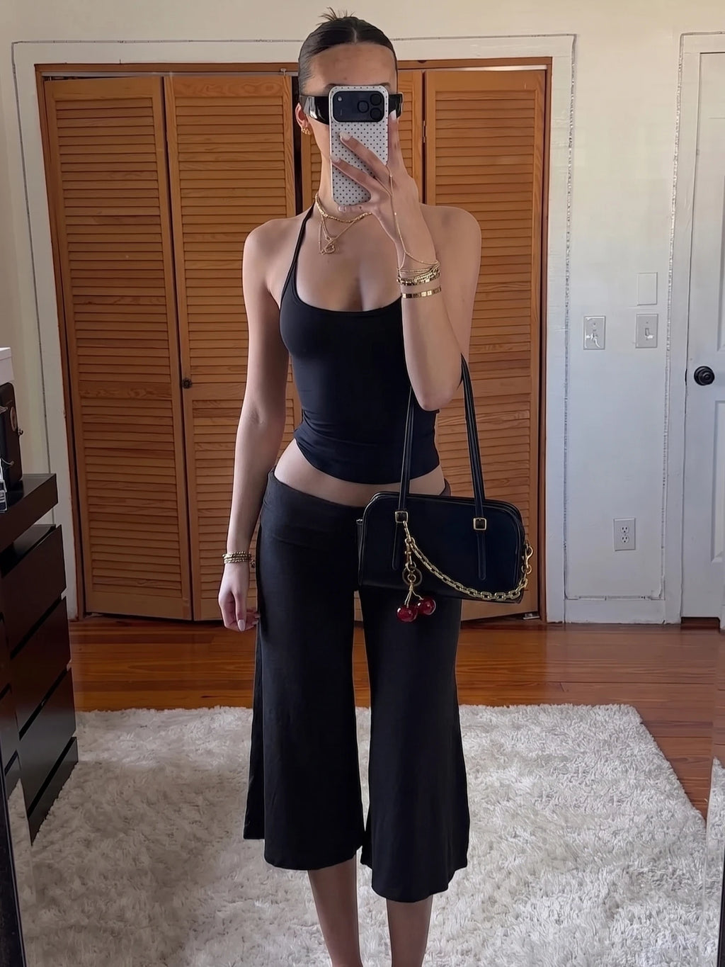 Dulzura Pantaloni da donna a vita alta, tinta unita, vestibilità slim, lunghezza al polpaccio, casual, versatili, a zampa, lunghi, per feste, club, streetwear, abbigliamento estivo