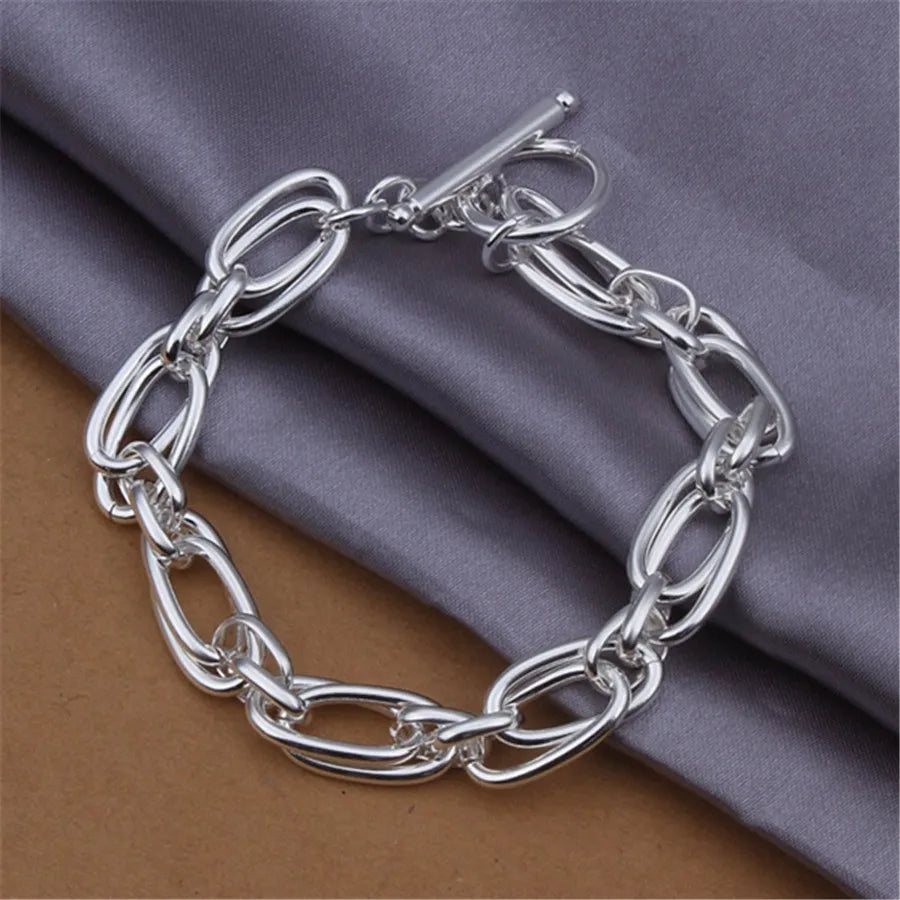 Commercio all'ingrosso per uomo donna catena braccialetti color argento nobile regalo di nozze festa gioielli di moda regali di Natale