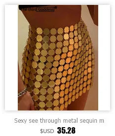 Top corto sexy con paillettes metalliche e scollo all'americana per donna, Estate 2026, trasparente e brillante, per abbigliamento da club e rave, top da spiaggia per feste, streetwear Y2K.