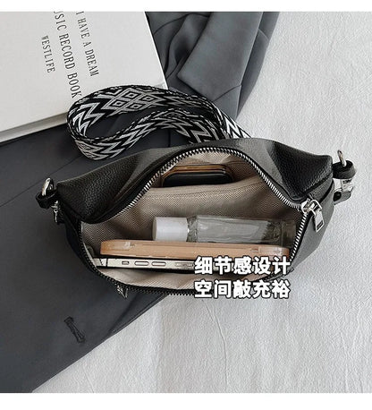 Marsupio da donna Marsupio da strada multitasche Borsa da petto in pelle PU Borsa a tracolla con tracolla larga alla moda Borse a tracolla solide retrò