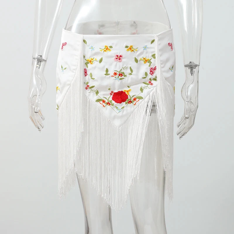 Gonna Bodycon Donna con Frange Color Pesca, Gonna Midi Sexy a V con Frange Dorate, Vestibilità Slim, Nuova Collezione Estate 2026 per Vacanze al Mare