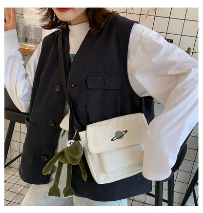 Borsa a tracolla per studenti con collage casual Borsa piccola da donna Borsa a tracolla in tela per donna Borse a tracolla con stampa Bolsas Sac