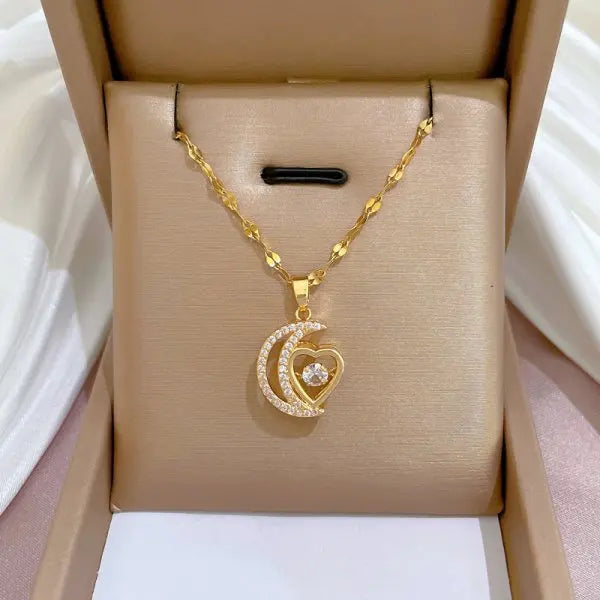 Squisito micro intarsiato zircone farfalla nappa collana per le donne gioielli girocollo in acciaio inossidabile luna farfalla fiore clavicola