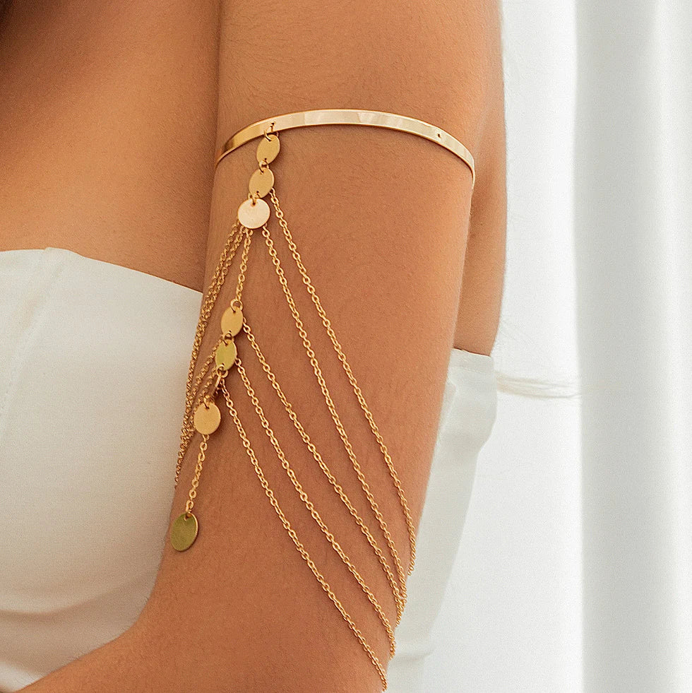 Ingemark 17 Stili Boho Ciondolo in cristallo Braccialetti aperti per le donne Wed Bridal Goth Nappa Braccialetti con braccio a maglie Regalo di gioielli per feste
