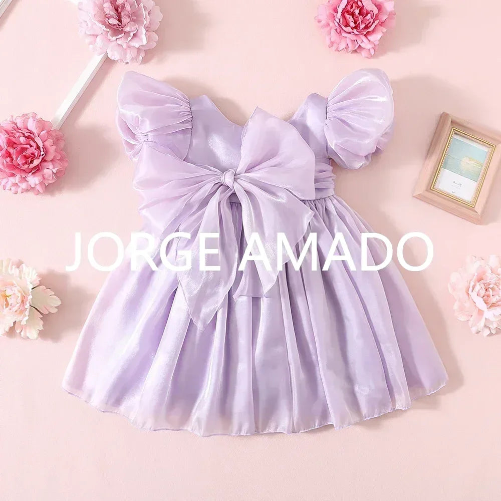 Completi Estivi Coordinati per Gemelle, Body a Maniche Corte con Grande Fiocco, Abiti Principessa con Schiena Scoperta, Abbigliamento per Bambine H0404