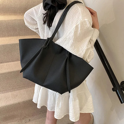Estate nuova borsa tote di grande capacità moda alla moda modello litchi tinta unita trama semplice borsa monospalla sotto le ascelle