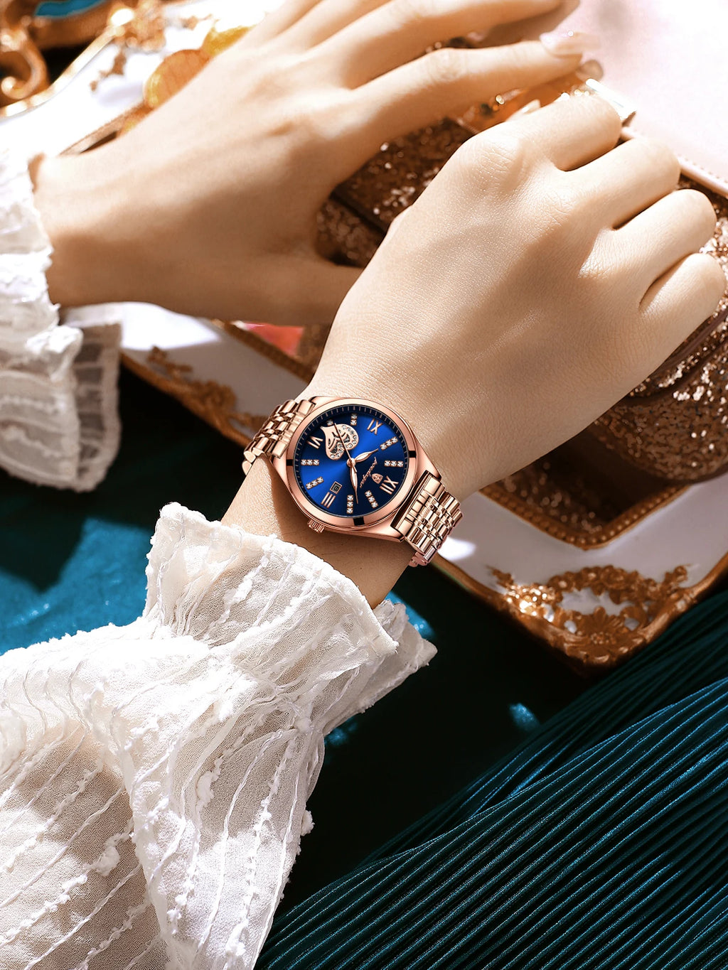 Orologi di lusso POEDAGAR per donna, impermeabili, luminosi, con datario, in acciaio inossidabile, casual, orologio da polso al quarzo da donna.