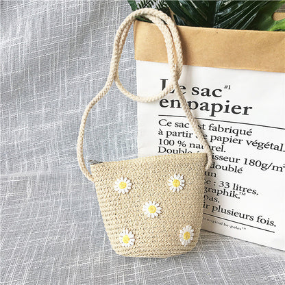Borsa a tracolla in tessuto di paglia per bambini estivi belle ragazze borse portamonete piccole borse a tracolla per bambini Mini portafoglio principessa