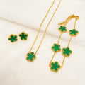 3 pezzi in acciaio inossidabile 316L di lusso fiore di pruno pianta a cinque foglie fiore collana orecchini braccialetto per le donne set di gioielli regalo