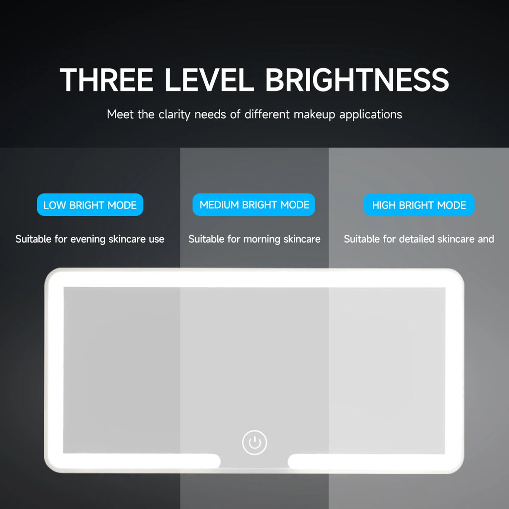Fccemc Specchio per il trucco per visiera parasole per auto Touch screen a LED Luminosità regolabile Specchio per il trucco per interni auto Specchio per il trucco HD Specchio per il trucco di ricarica