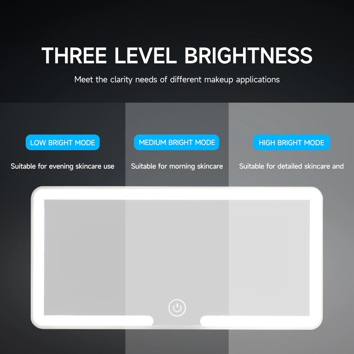 Fccemc Specchio per il trucco per visiera parasole per auto Touch screen a LED Luminosità regolabile Specchio per il trucco per interni auto Specchio per il trucco HD Specchio per il trucco di ricarica