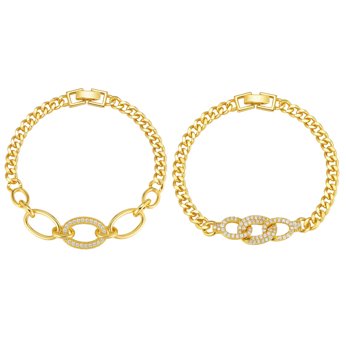Bracelet pour femme de luxe avec breloque géométrique en zircon AAA, bracelets exquis en chaîne en métal plaqué or, bijoux de mariage de haute qualité