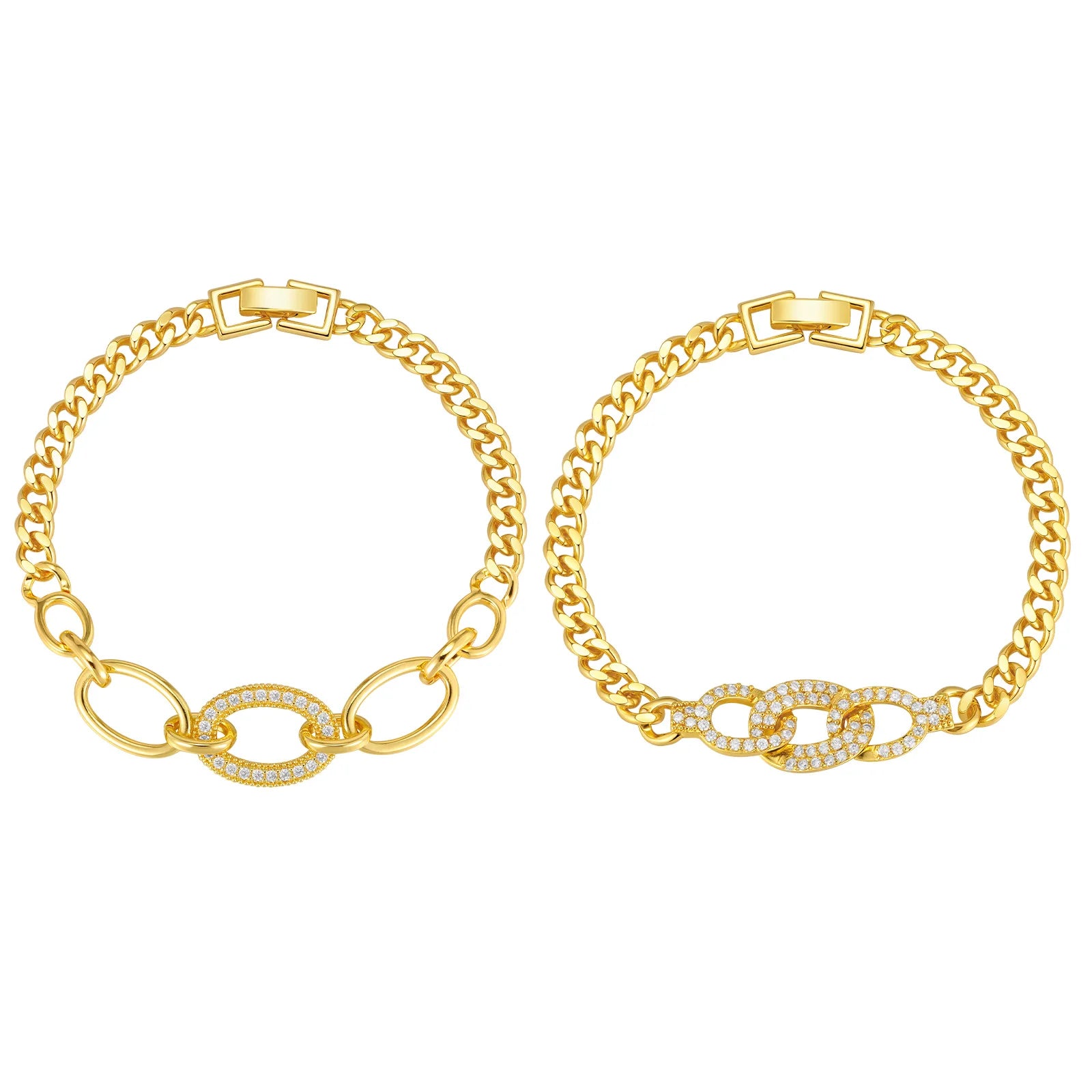 Women's Luxury Geometric Charm AAA Zircon Bracelet, Exquisite Gold Plated Metal Chain Bracelets, High Quality Jewelry Wedding