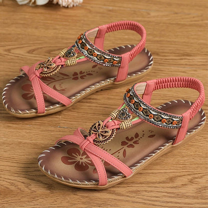 Sandali da donna Sandali estivi stile Boemia Donna Fondo morbido Sandali con tacco basso Scarpe da donna Scarpe antiscivolo Calzature estive