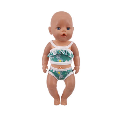 Costume da bagno per bambini in diversi stili, grazioso costume intero per bambole da 43 cm, accessori per bambole americane da 18 pollici, regali giocattolo per ragazze